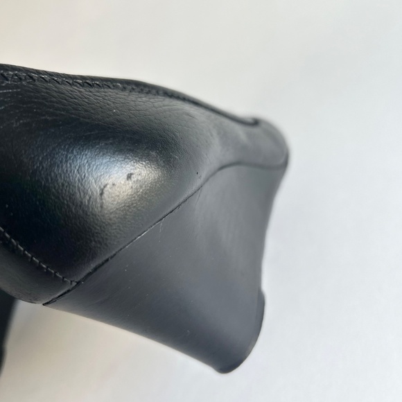 Tory Burch Black Pebble Genuine Leather Open Toe Heel Wedges size 7.5 - Picture 9 of 16